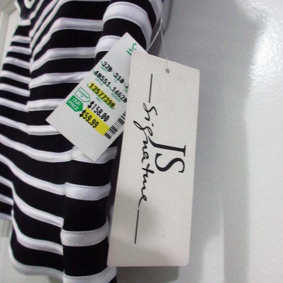 JS Signature striped mesh peplum top Blk/Wht 12 - Picture 4 of 6